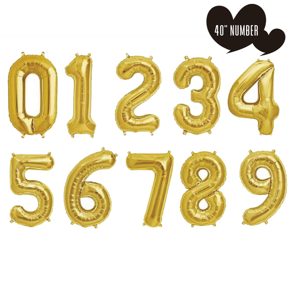 40” Gold Number Helium Balloons 