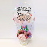 Hot Air Balloon Premium Flower Box with 3 Soju Bottles