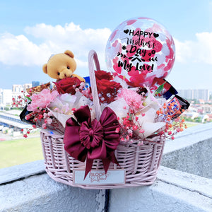 5'' Personalised Balloon Snack Hamper Flower Basket - Mother's Day Collection