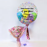 24'' Personalised Balloon with Flower Bouquet