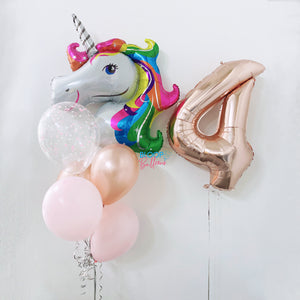 33" Unicorn Balloons Bundle With 1 x 40'' Number Balloon Set