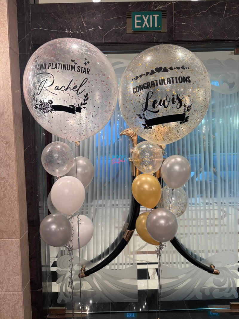 Large 36 inch personalised balloon decoration for DBS Platinum Star Award ceremony in Singapore