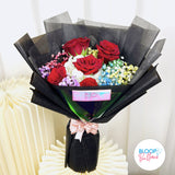 [MEDIUM BOUQUET] 6 Roses, Hydrangeas and Baby Breath Flower Bouquet