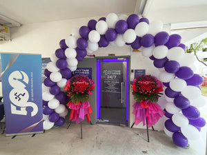 Balloon arch decoration for Anytime Fitness grand opening at 87B Tampines Street 45 Singapore by Bloop Balloons