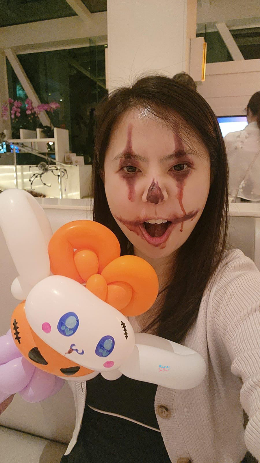 Cinnamoroll Halloween themed balloon sculpting for kids party in Singapore by Bloop Balloons