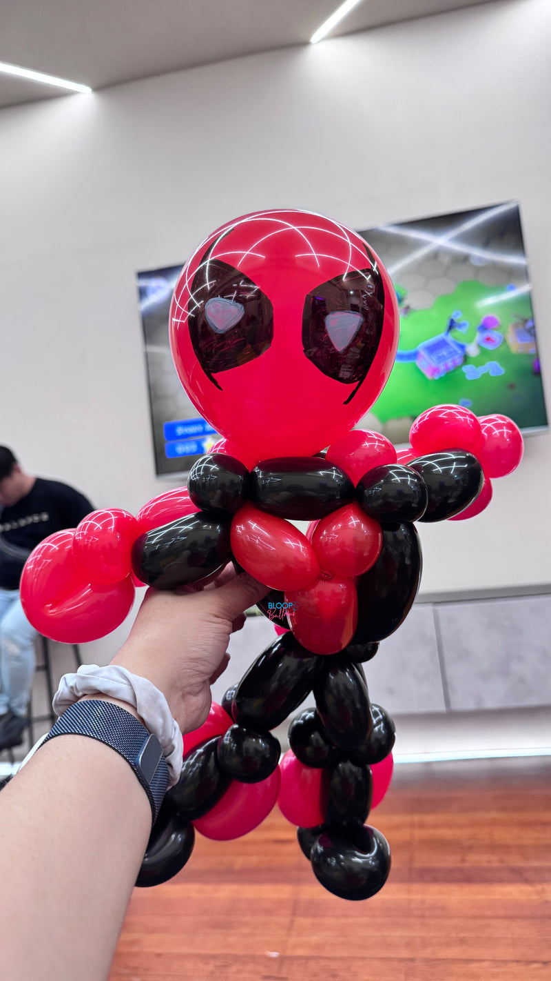 Deadpool balloon sculpting design for birthday party in Singapore by Bloop Balloons