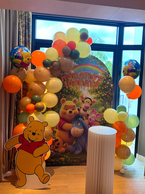 Horatio 100 days celebration balloon garland with foamboard backdrop at Shangri-La Rasa Sentosa Singapore by Bloop Balloons