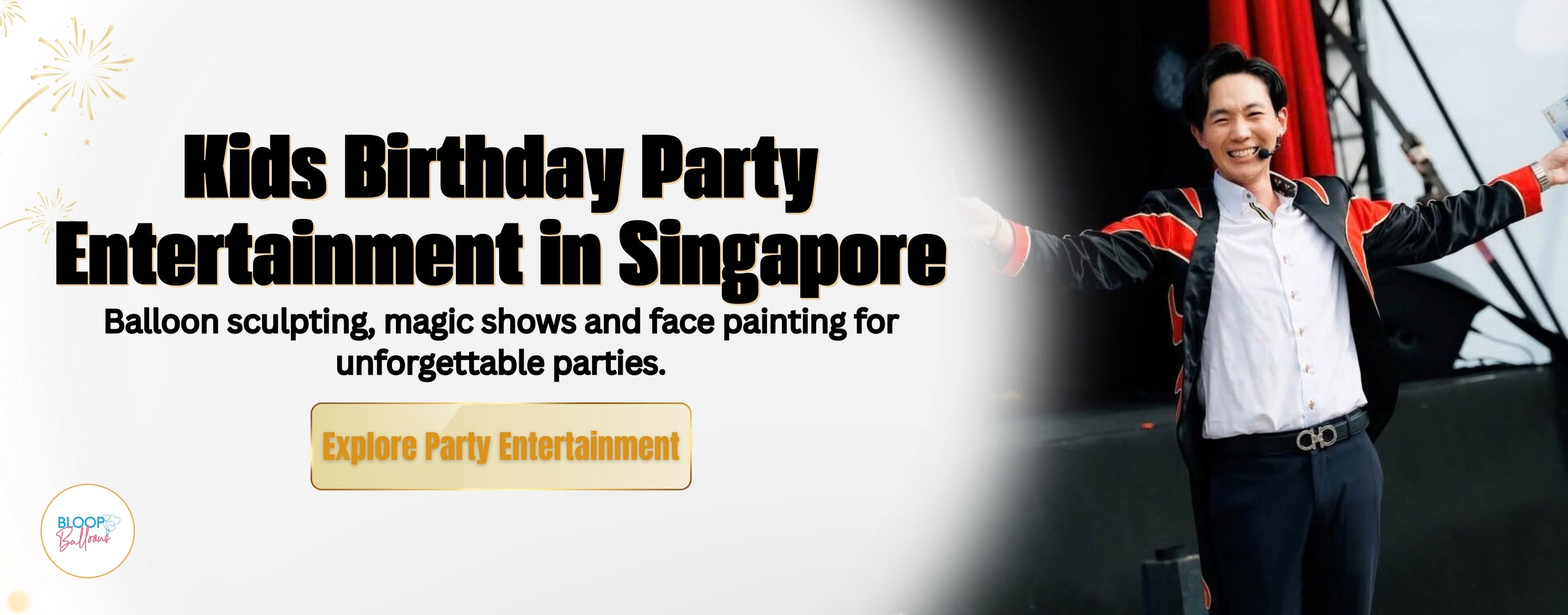 Kids birthday party entertainment in Singapore including balloon sculpting magic shows and face painting