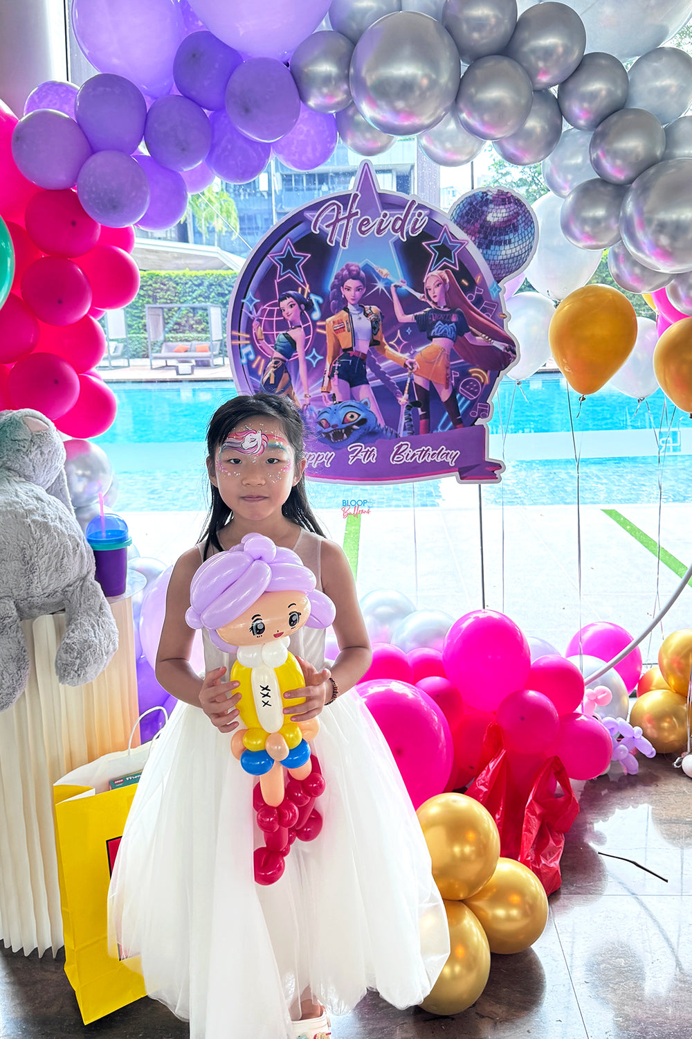 K-pop Demon Hunter Rumi balloon sculpting design created by Bloop Balloons in Singapore