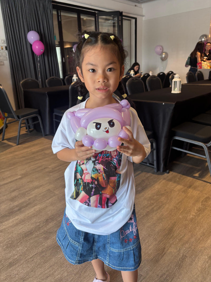 Kuromi balloon sculpting design for kids birthday party in Singapore by Bloop Balloons