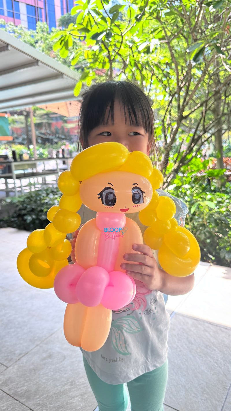 Princess Aurora balloon sculpting design for kids birthday party in Singapore by Bloop Balloons