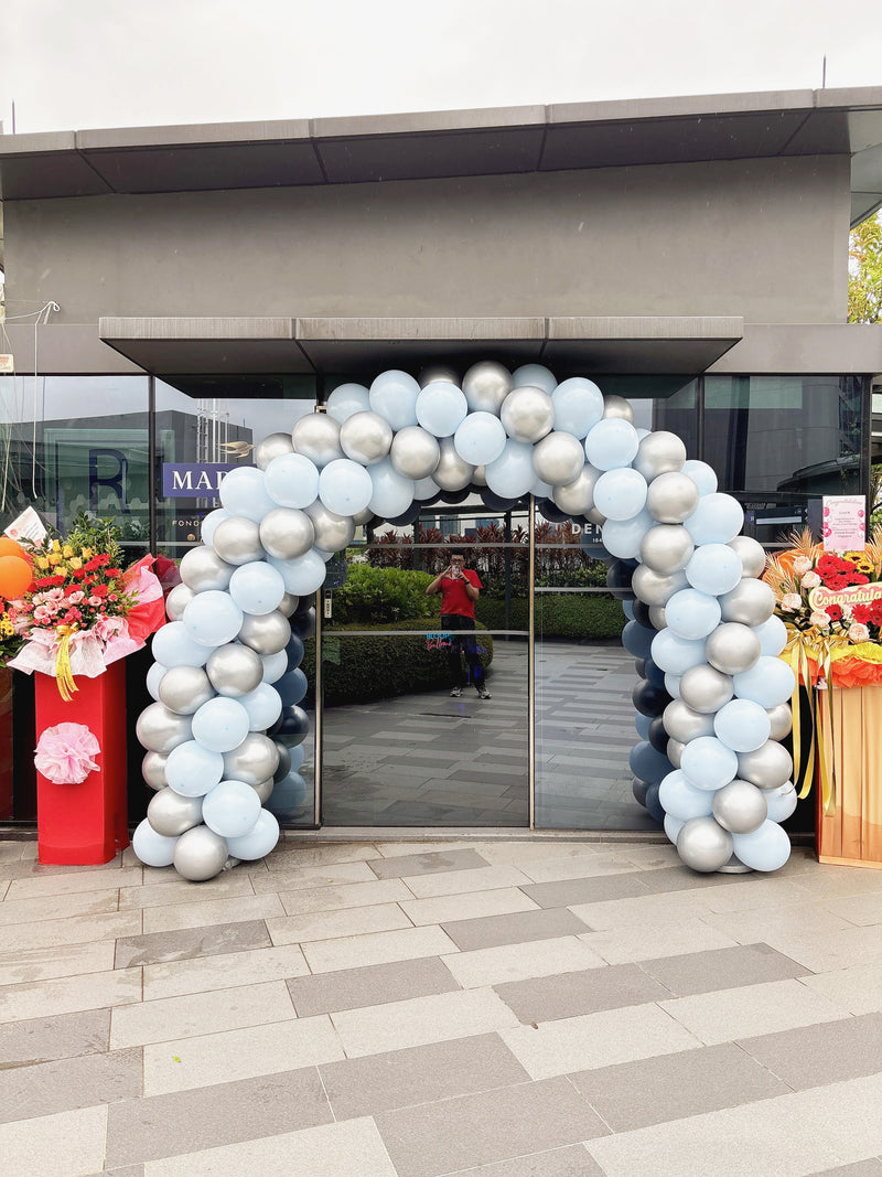 Grand opening balloon arch decoration at Tekka Place Rooftop Pavilion Serangoon Road Singapore by Bloop Balloons