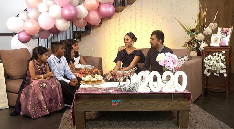 Balloon decoration setup for Vasantham Mediacorp event in Singapore