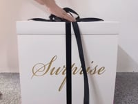 Surprise Box with Money Float Up - 24'' Personalised Balloon , 6 Photos and Wording On Box
