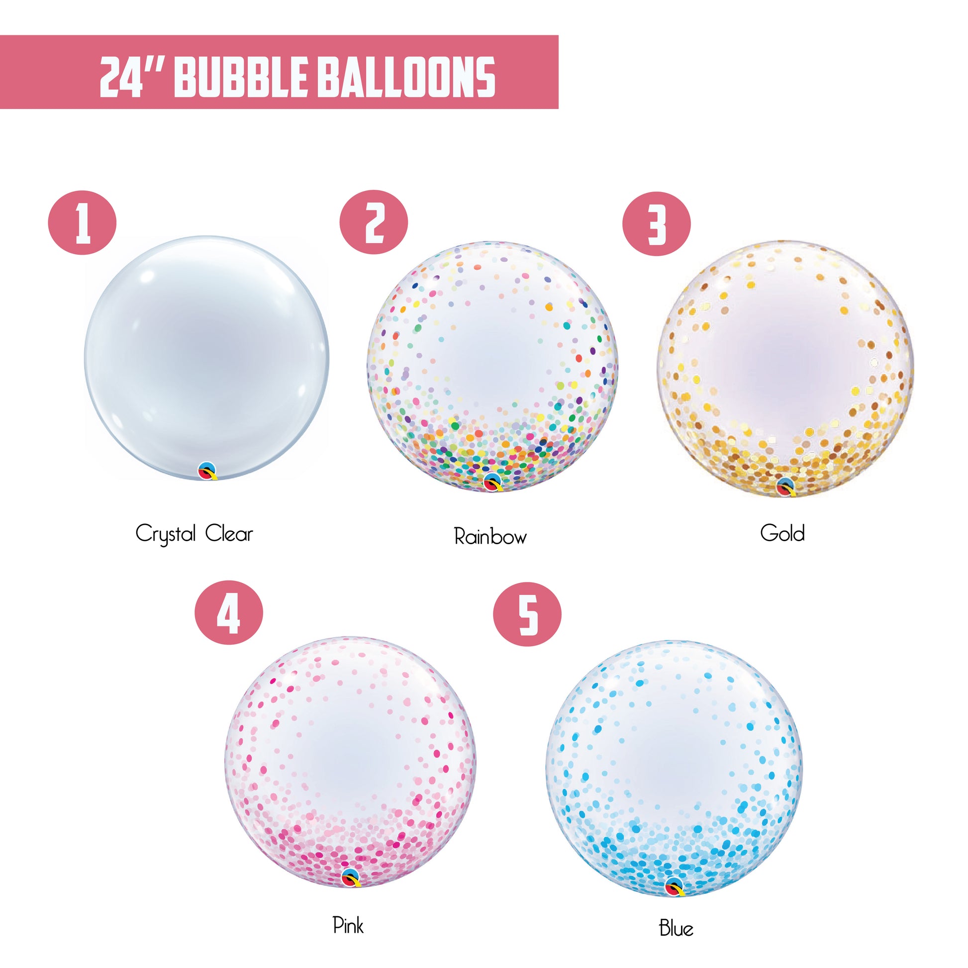24'' Confetti Printed Bubble Balloons 