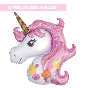 33" Pink Helium Jumbo Unicorn Balloon 