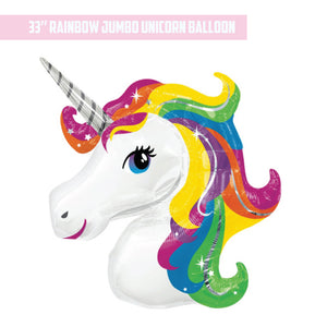 33" Rainbow Jumbo Unicorn Balloon 