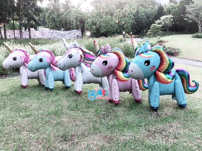 [Pink Rainbow Unicorn] - 3D Unicorn Walker Balloon (Air-Filled Only) 