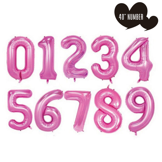 40” Pink Number Helium Balloons 