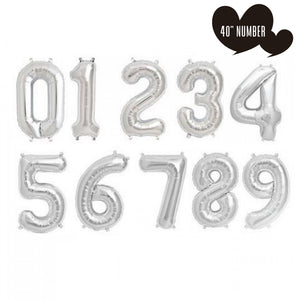 40” Silver Number Helium Balloons 