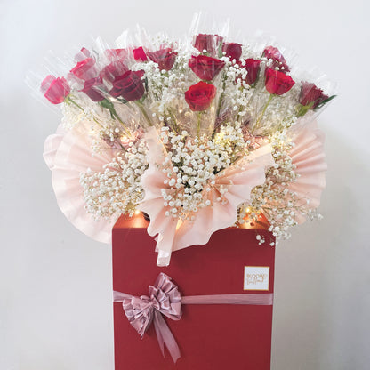 50 Roses and Baby Breath Luxury Grand Opening Flower Stand