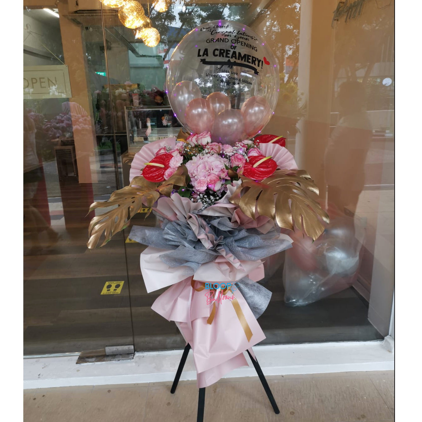 Premium Golden Congratulatory Grand Opening Flower Stand
