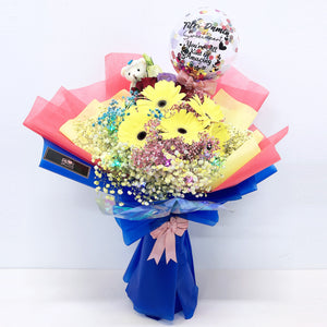 [LARGE BOUQUET] 5'' Led Personalised Balloon with Foil Balloon Flower Bouquet bloop-balloons.myshopify.com