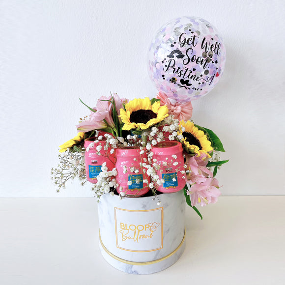5''Personalised Balloon Bird Nest Flower Box - Get Well Soon