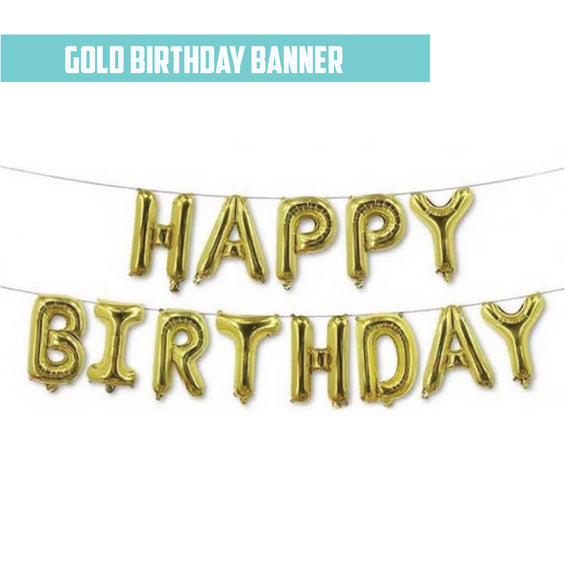 16'' Gold Foil Happy Birthday Banner