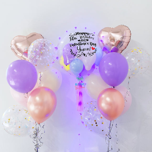 24''personalised balloon with 2 side bouquets bundle set