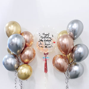 24'' Personalised Balloon with Chrome Balloons Side Bundle 