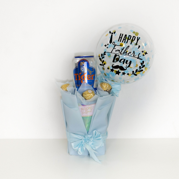 5'' Personalised Balloon With Single Tiger Beer Can And Ferrero Rocher Bouquet