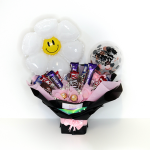 [MEDIUM BOUQUET] 5'' Personalised Balloon with Chocolate and Medium Flower Bouquet - Mother's Day Collection