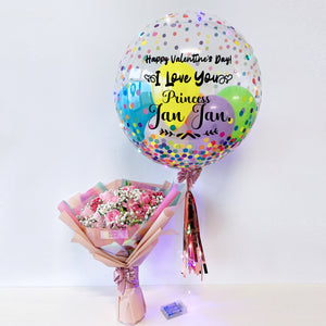 24'' Personalised Balloon with Flower Bouquet 