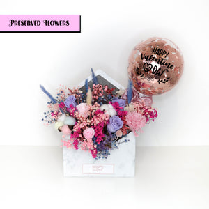 Envelope Preserved Flower Box with 5'' Personalised Confetti Balloon