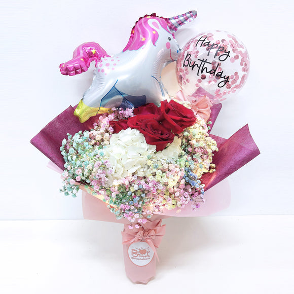 [MEDIUM+ BOUQUET] 5'' Led Personalised Balloon with Foil Balloon Flower Bouquet bloop-balloons.myshopify.com