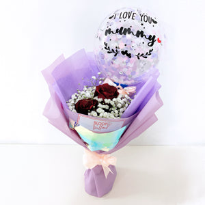 [MINI SIZE BOUQUET] 5'' Personalised Balloon Flower Bouquet - Hand Held Mini Bouquet