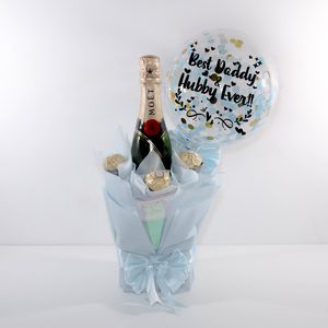5'' Personalised Balloon With Single Moët & Chandon Champagne Brut (Mini) And Ferrero Rocher Bouquet