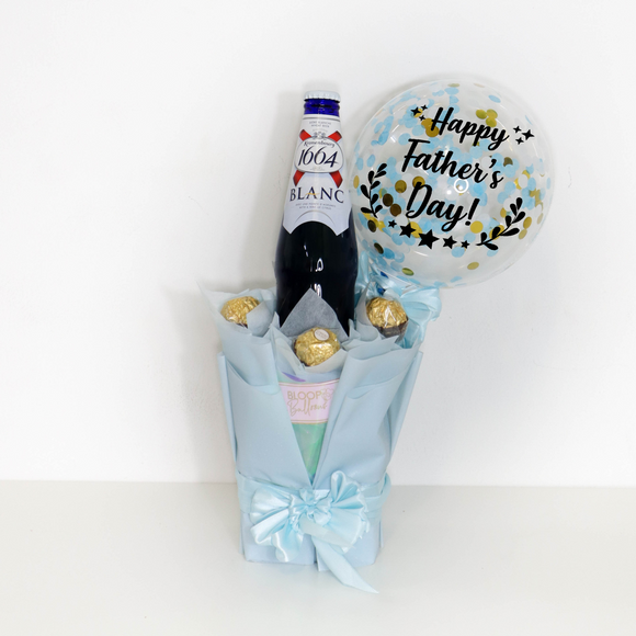 5'' Personalised Balloon With Single Kronenbourg 1664 Blanc and Ferrero Rocher Bouquet