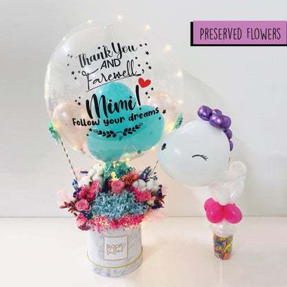 24 ''Personalised Hot Air Balloon Preserved Flower Box