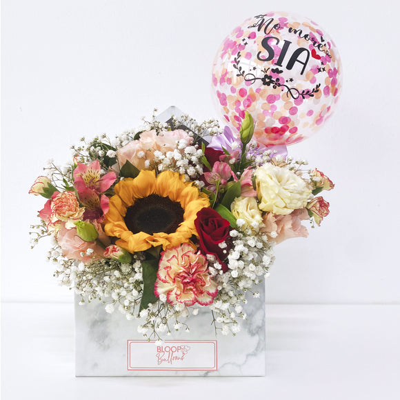 Envelope Flower Box with 5'' Personalised Confetti Balloon - Farewell