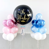 36" Jumbo Gender Reveal Helium Balloon  + 2 Side Bouquet  of 10 Balloons Package