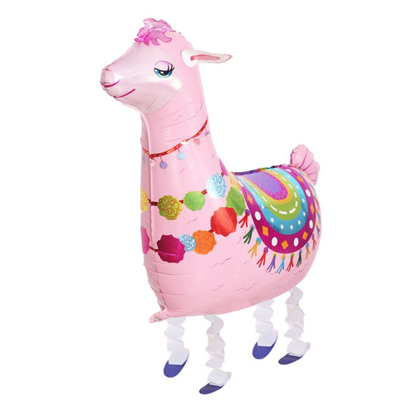 Walking Pet Animal Balloon - Pink Llama