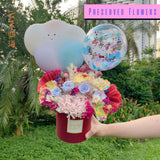 5'' Personalised Balloon Preserved Premium Flower Box with Handmade Cloud - 云来四海