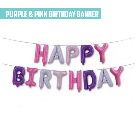 16'' Purple & Pink Foil Happy Birthday Banner