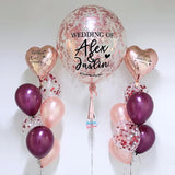 36" Confetti Latex balloon with 2 bouquets of 7 Balloons - Rose Gold