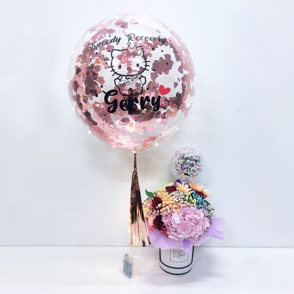 Speedy Recovery Personalised Balloon And Flower Box Bundle Set