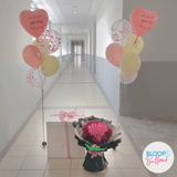 99 Roses Bouquet and 24'' Balloon Surprise Box Package - At Least 1 Week Pre Order Required